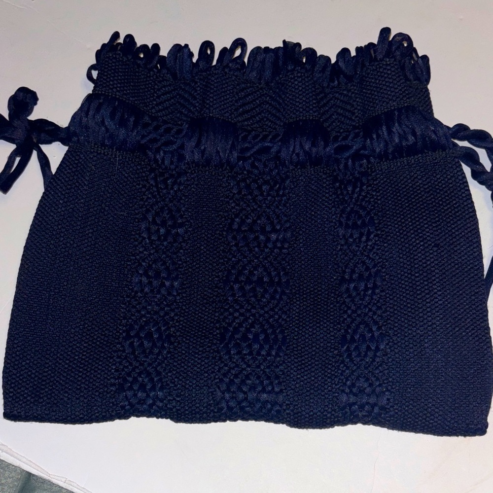 NAVY BLUE NYLON BUCKET BAG DRAW STRING/ROPE CLOSURE